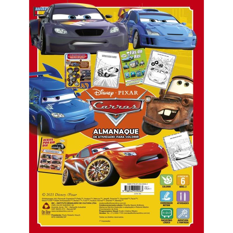 Disney Carros - Almanaque de atividades para colorir - Ed. Online