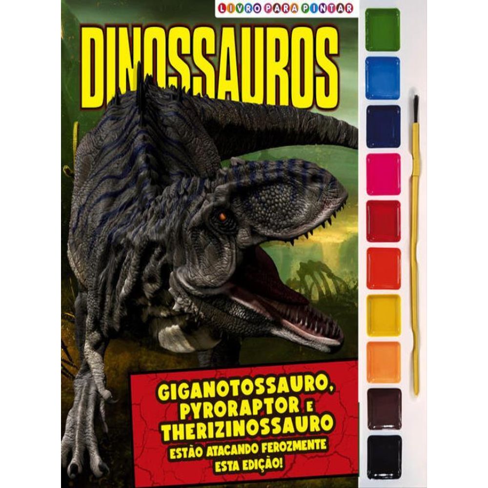 Livro Aquarela Dinossauro Rex Pintar Infantil Atividade Arte