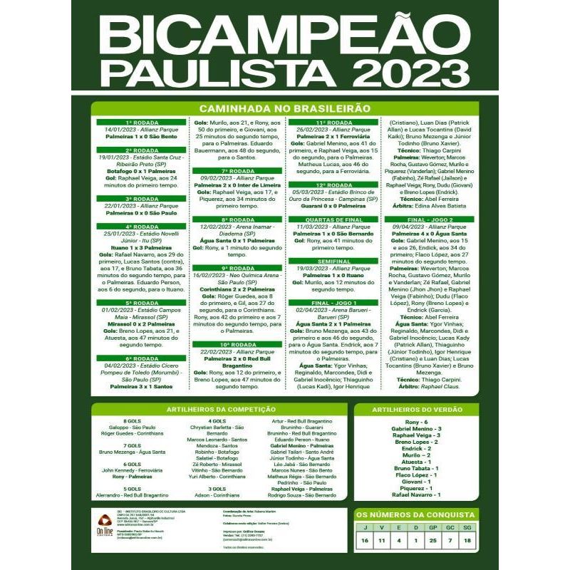 Show De Bola Magazine Super Pôster - Palmeiras Campeão Paulista 2022 -  Livros de Esporte - Magazine Luiza