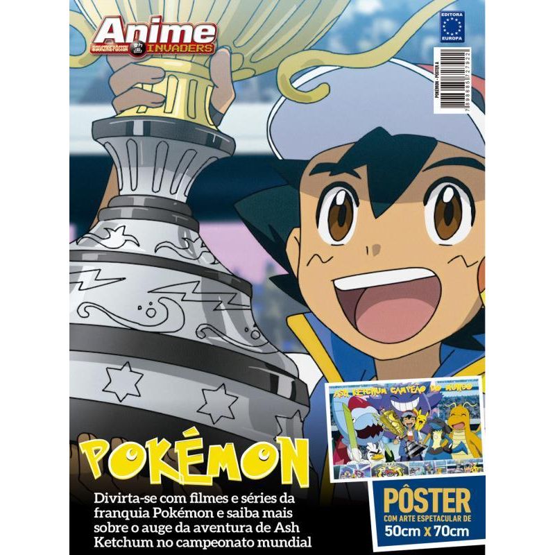 SUPERPÔSTER ANIME INVADERS - POKÉMON - ASH KETCHUM - COLEÇÃO 4 PÔSTERES