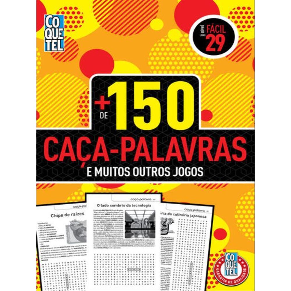 Livro Coquetel Mais 150 caça-palavras e muitos outros jogos nível fácil Ed  28