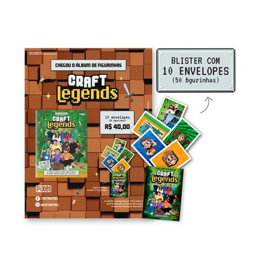 KIT DE 10 ENVELOPES COM 50 CROMOS - ÁLBUM OFICIAL CRAFT LEGENDS