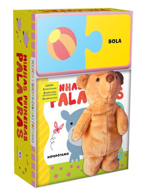 MINHAS PRIMEIRAS PALAVRAS - LIVRO COM PELÚCIA E QUEBRA-CABEÇA