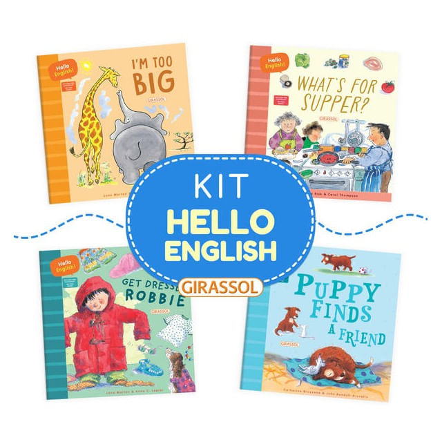 KIT HELLO ENGLISH - LIVROS INFANTIS COM ÁUDIO PARA A INTRODUÇÃO AO INGLÊS
